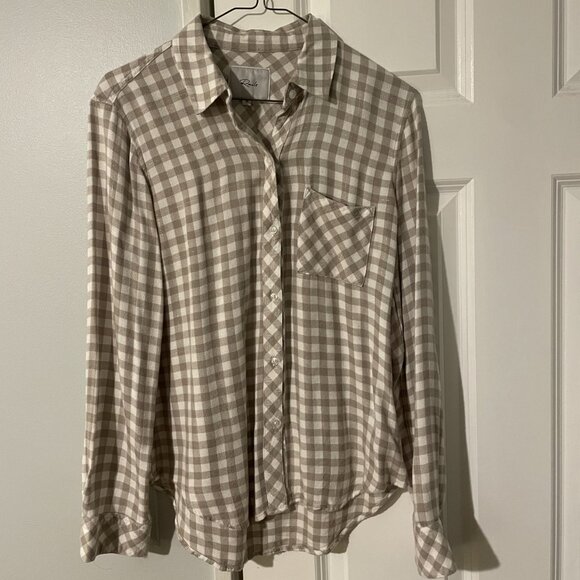 Rails Button Down Women's Size X-Small, White and Tan Plaid - Picture 1 of 3